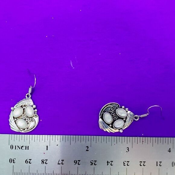 Turquoise Hook Earrings - Women's Diamond Dangle Earrings on 925 Silver - Picture 4 of 4